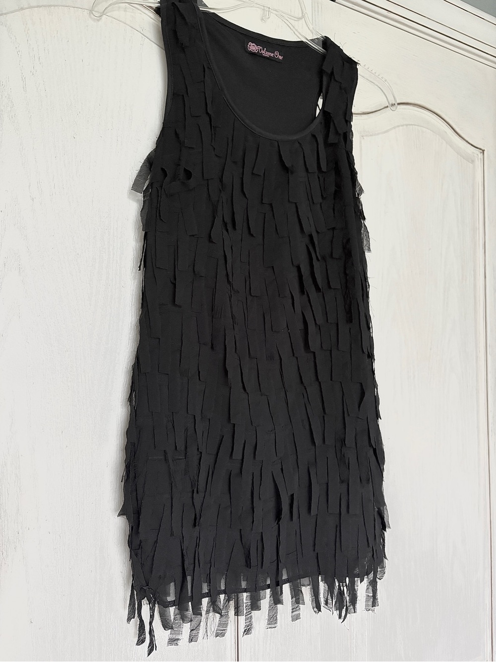 Black Fringe Overlay Tank Top